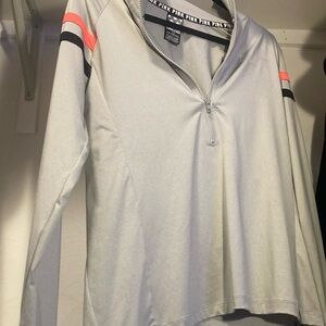 PINK Victoria's Secret Gray Quarter-Zip with Black and Peachy Details